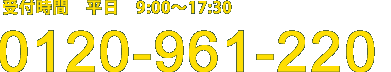 受付時間 平日 9:00~17:30。0120961220
